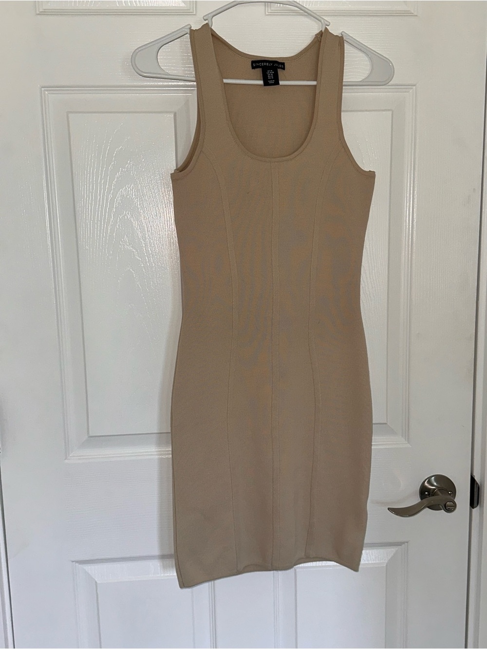 Sincerely Jules Beige Ribbed Tank Midi Dress